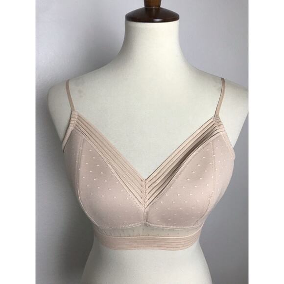 No Brand Lingerie Wireless Bra Polka Dot Mesh Semi Sheer - Picture 1 of 7